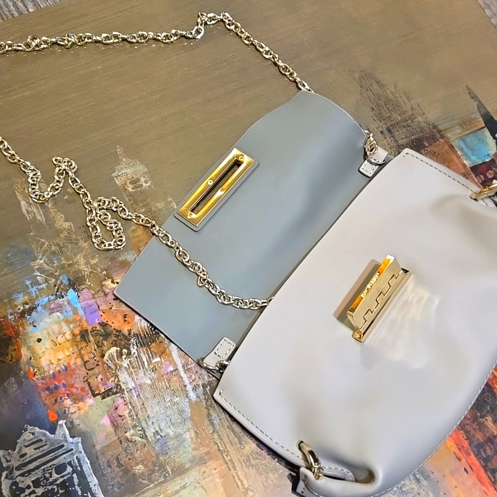 Zac Posen, Gray, Leather Clutch